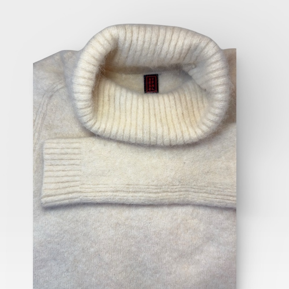 STEFANEL ALPACA WOOL Cream Turtleneck Sweater XSMALL - Picture 5 of 8
